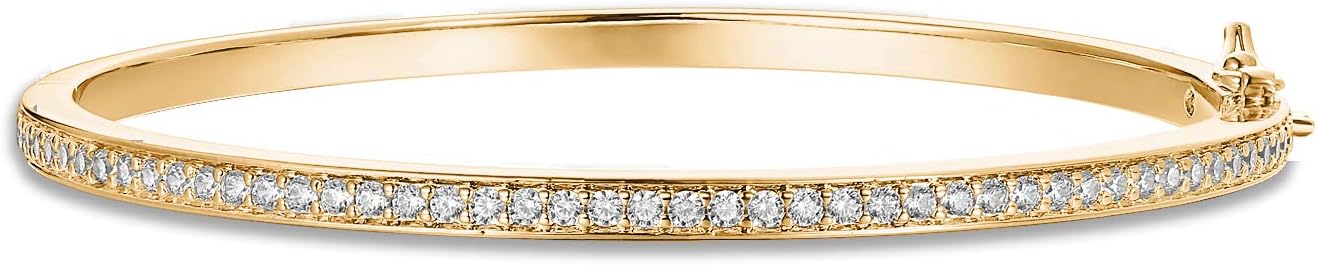 14K Gold Plated Cubic Zirconia Bangle Tennis Bracelets for Women | Classic Love Cuff Bangle Bracelets